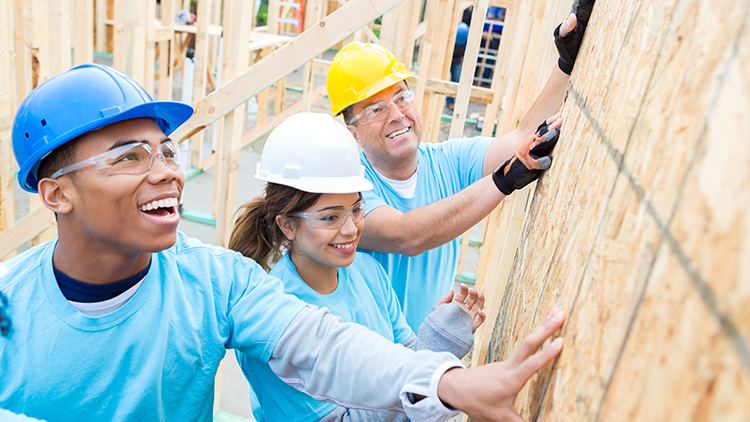 workers building a house