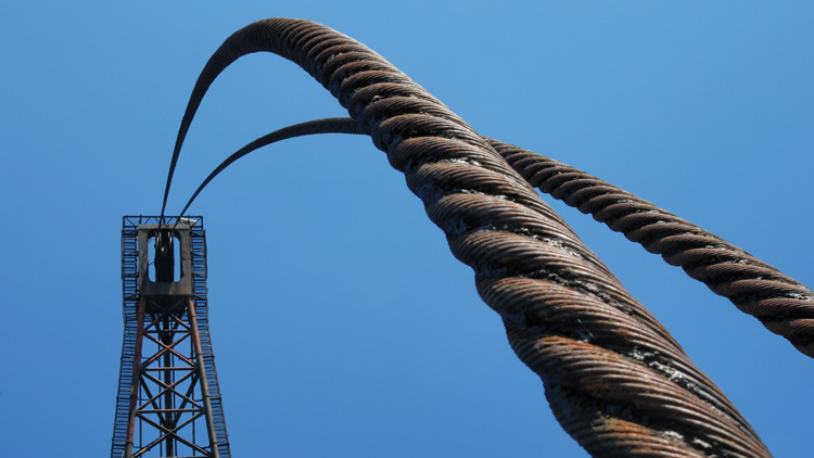 Steel cables are used to support bridges.